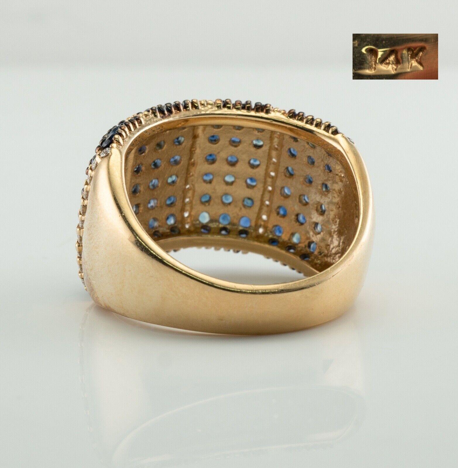 Breiter natürlicher Diamant-Saphir-Ring 14K Gold breiter Ring Estate BH im Zustand „Gut“ im Angebot in East Brunswick, NJ