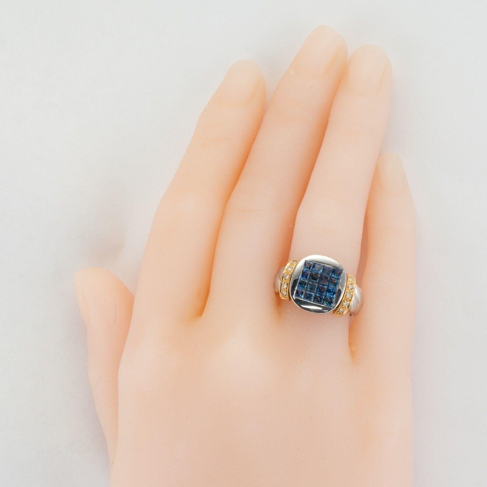 Natürlicher Diamant Saphir Ring 18K Weißgold Band im Angebot 5