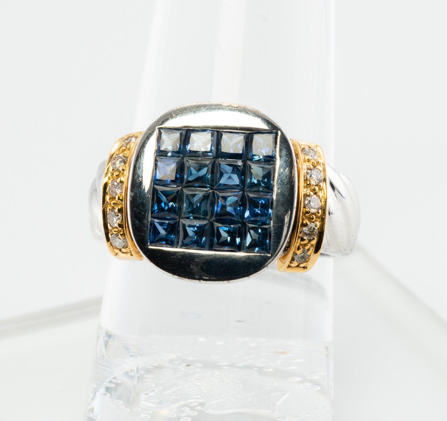 Natürlicher Diamant Saphir Ring 18K Weißgold Band im Angebot 6