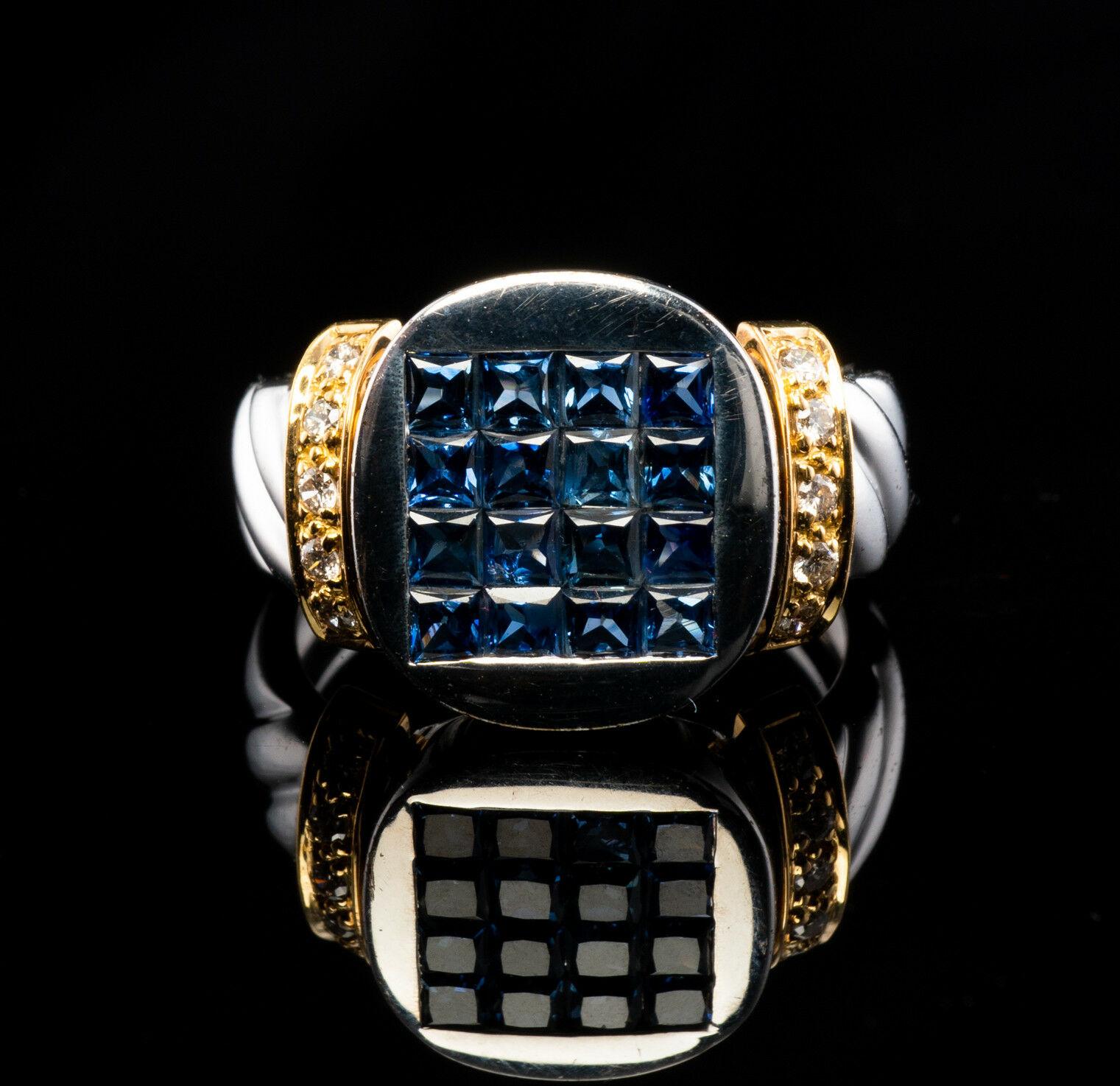 Natürlicher Diamant Saphir Ring 18K Weißgold Band im Angebot 7