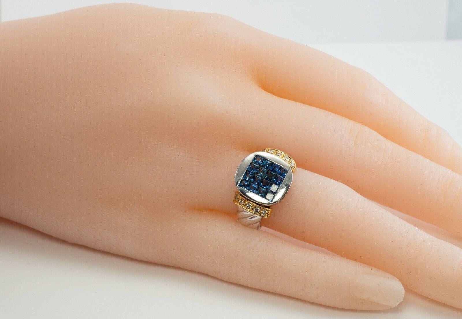 Natürlicher Diamant Saphir Ring 18K Weißgold Band im Zustand „Gut“ im Angebot in East Brunswick, NJ