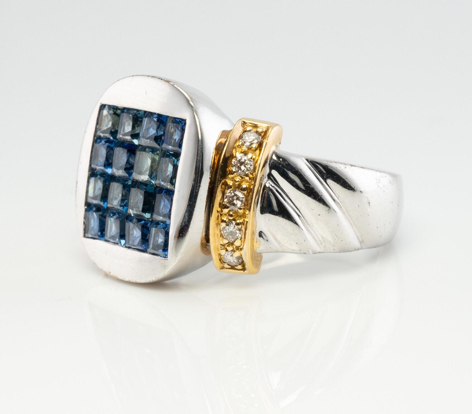 Natürlicher Diamant Saphir Ring 18K Weißgold Band im Angebot 1