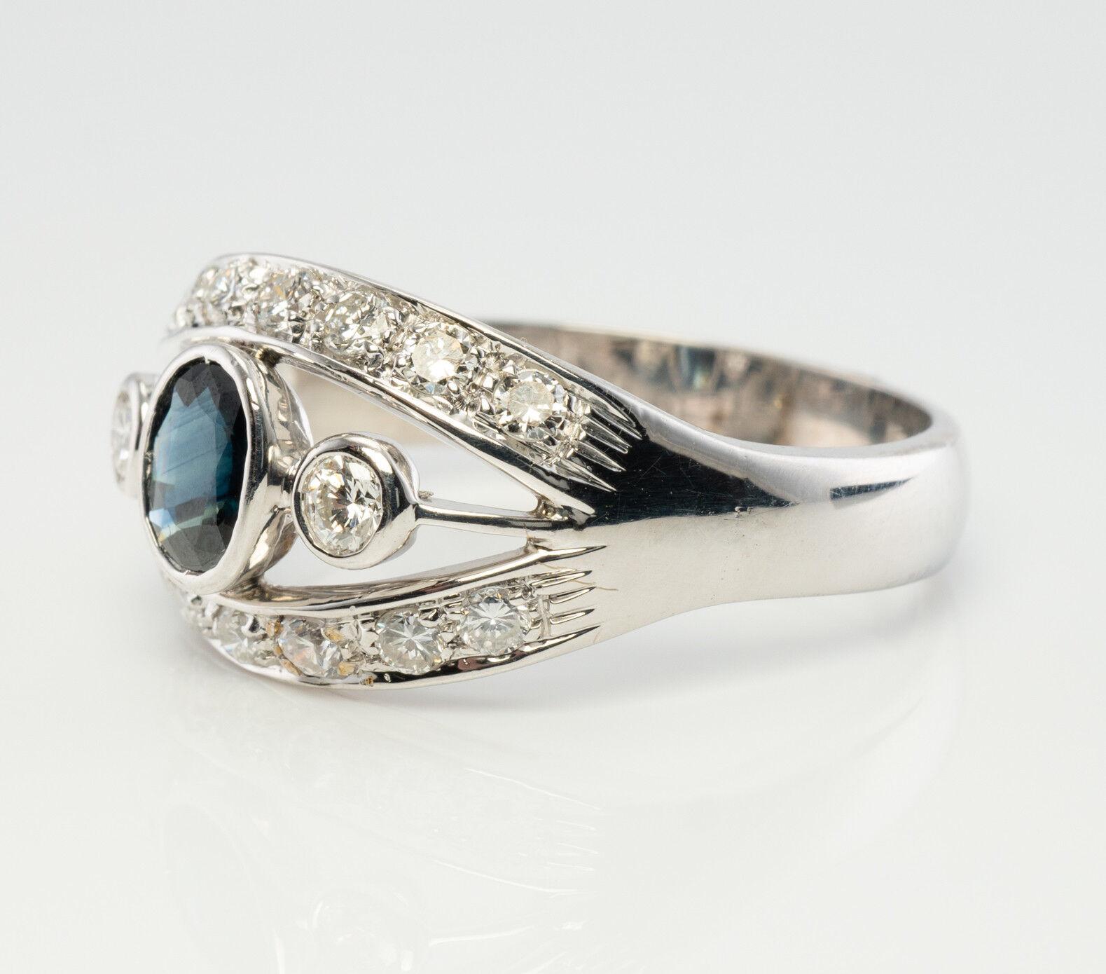 Anello con diamante naturale e zaffiro in oro bianco 18K in vendita 1