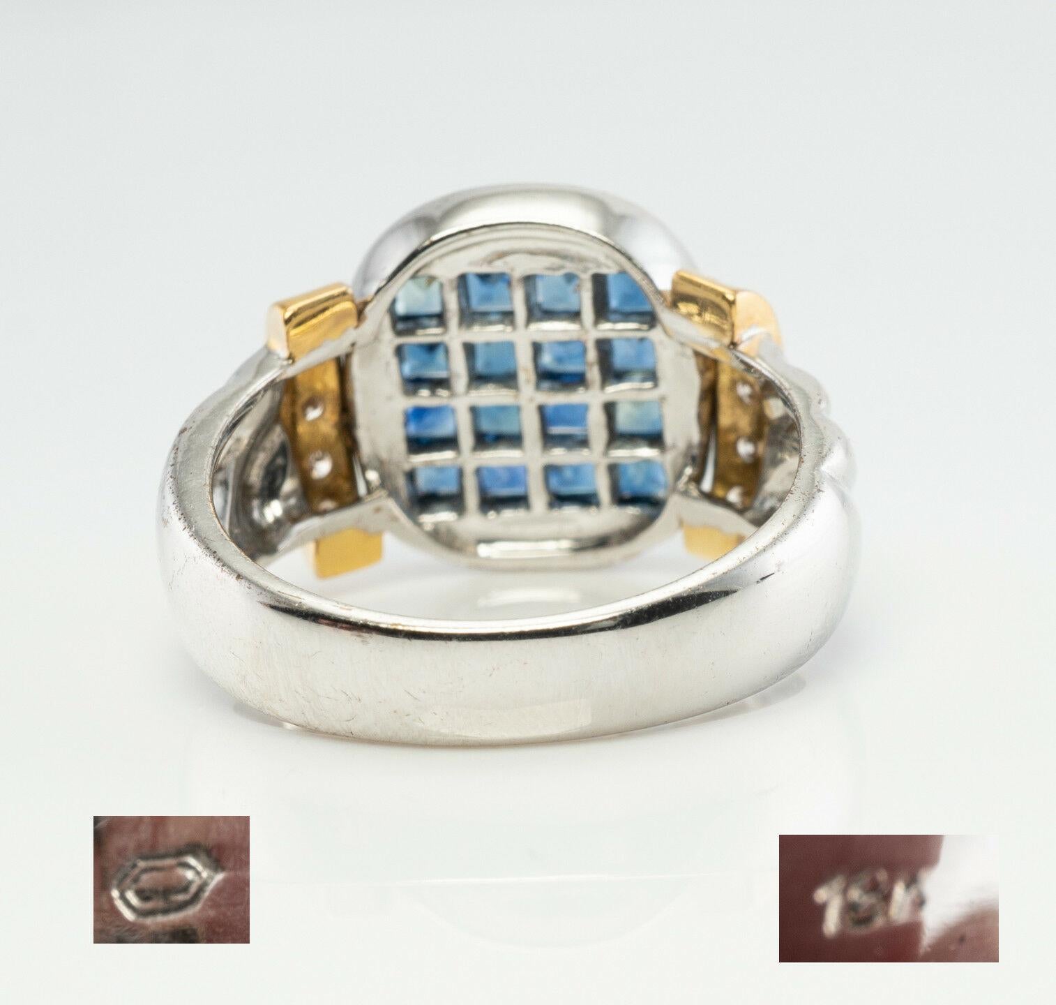 Natürlicher Diamant Saphir Ring 18K Weißgold Band im Angebot 2
