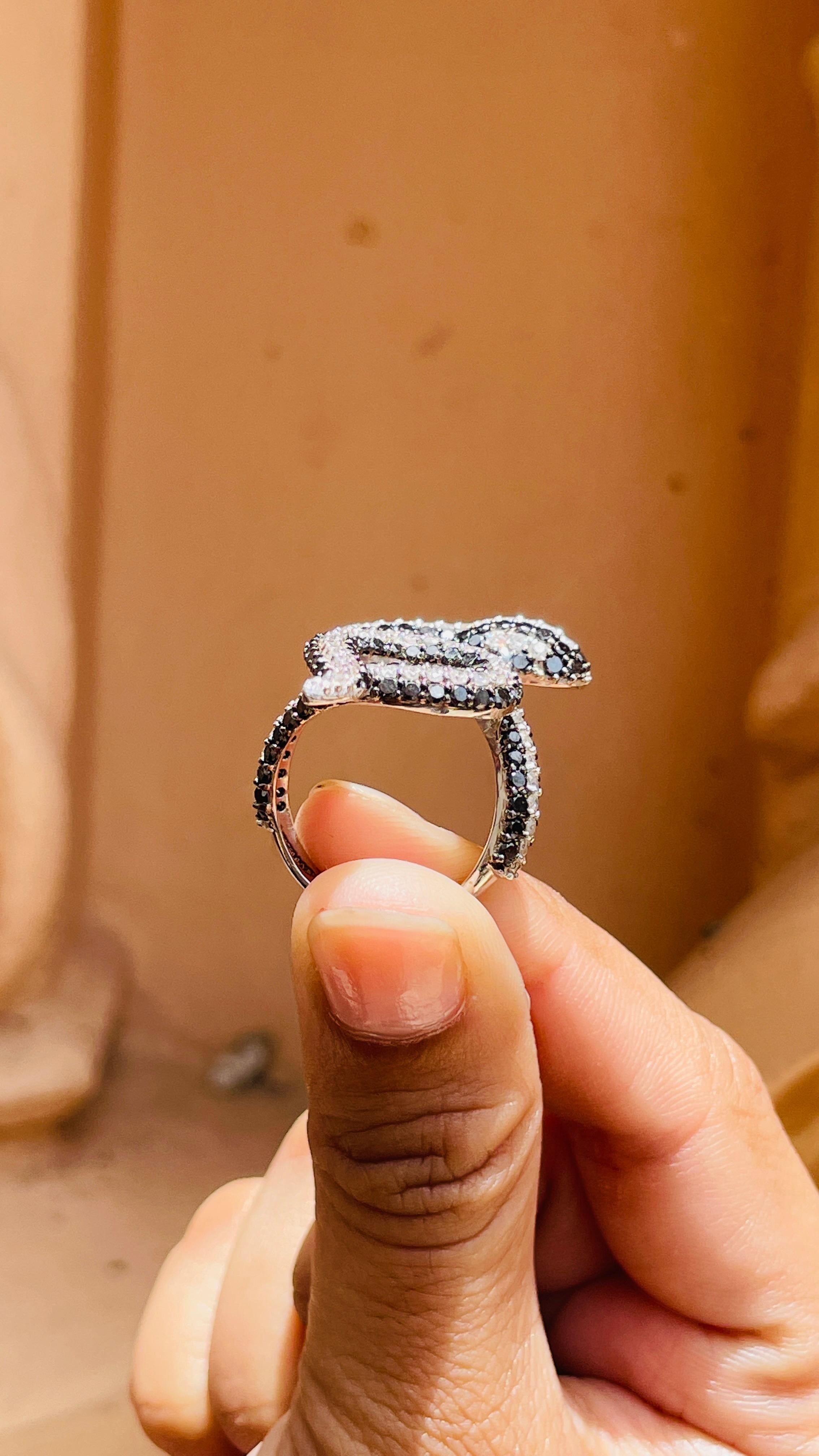 For Sale:  Statement Genuine Diamond Snake Ring in 18kt Solid White Gold  11