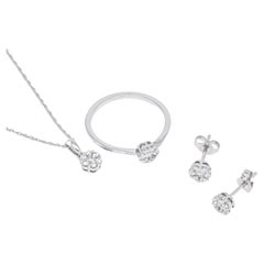 Jewelry de mariage en or blanc 18 carats serti de diamants naturels de 2,22 carats