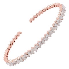Bracciale a polsino con diamanti naturali, purezza SI, colore HI, in oro rosa 18 carati