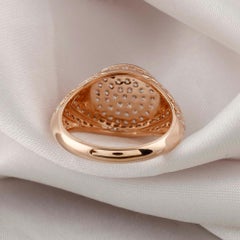 Natural Diamond Signet Ring in 18K Rose Gold Pavé Diamond Statement Jewelry