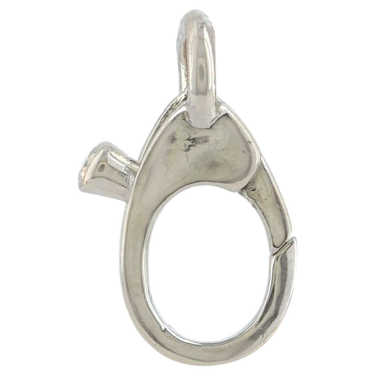 Natural Diamond Solid 14k White Gold Clasp Lobster Lock Charm Finding Jewelry