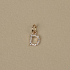 Natural Diamond Solid 14k Yellow Gold Fine Jewelry D Letter 6 mm Pendant