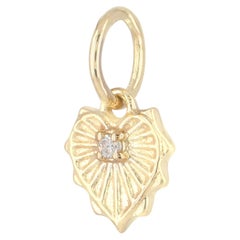 Ciondolo a forma di cuore in oro giallo massiccio 14k con diamante naturale – Gioielli minimalisti