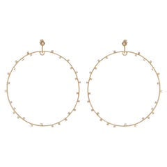 Natural Diamond Solid 14k Yellow Gold Hoop Earrings Handmade Fine Jewelry