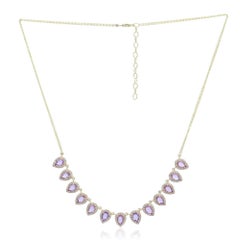 Natural Diamond Solid 14k Yellow Gold Pink Sapphire Gemstone 18 inches Necklace