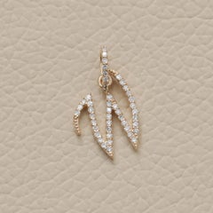 Natural Diamond Solid 14k Yellow Gold W Initial Pendant Handmade Fine Jewelry