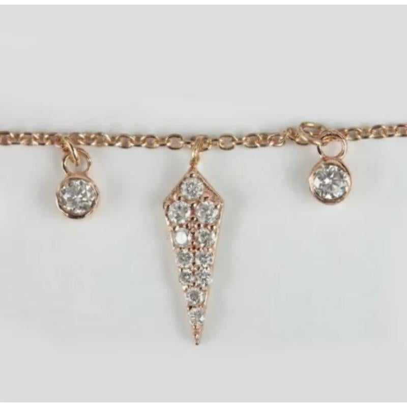 Taglio rotondo Collana con charme di diamanti naturali in oro massiccio 14 carati in vendita