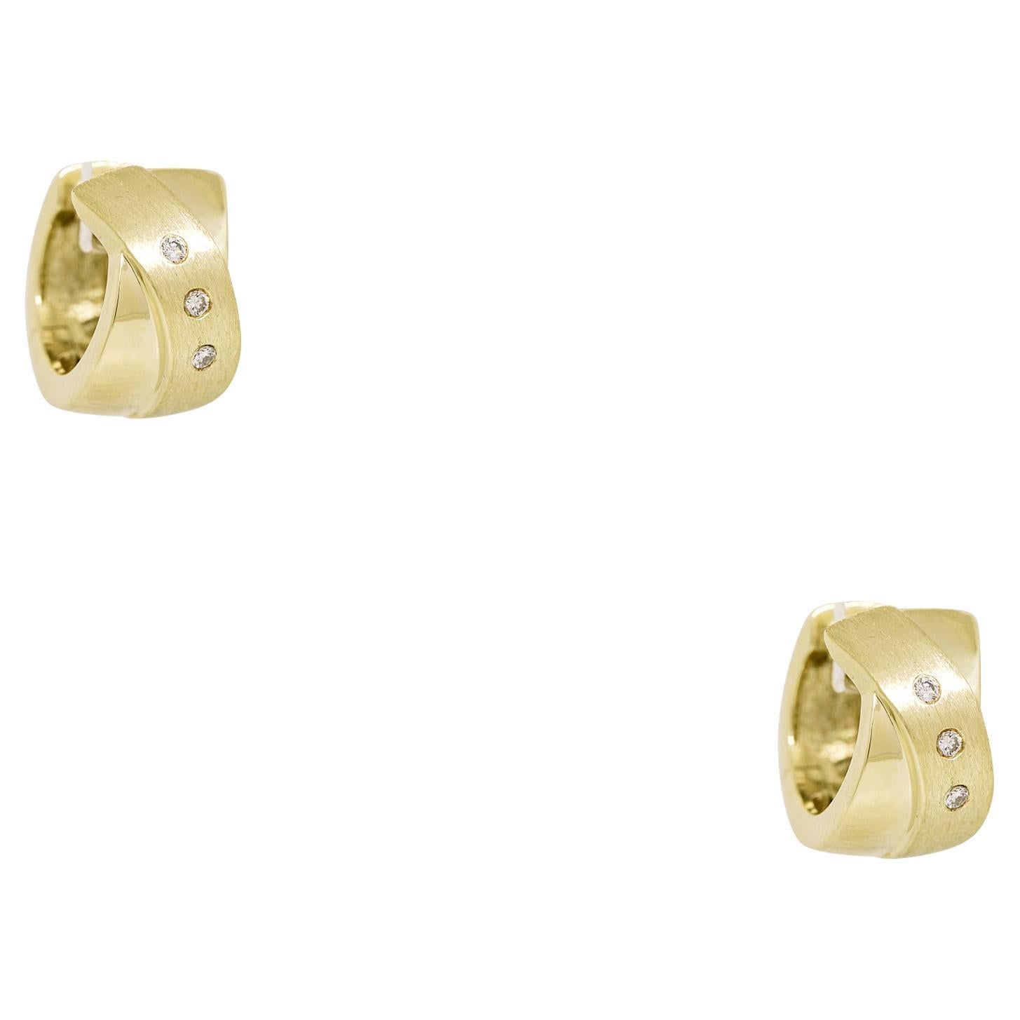 Natural Diamond Sprinkle 14 Karat Huggie Earrings In Stock