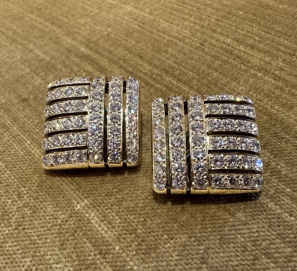 Natural Diamond Square Button Earrings 5cttw in 18k & 14k Yellow Gold In Excellent Condition For Sale In La Jolla, CA