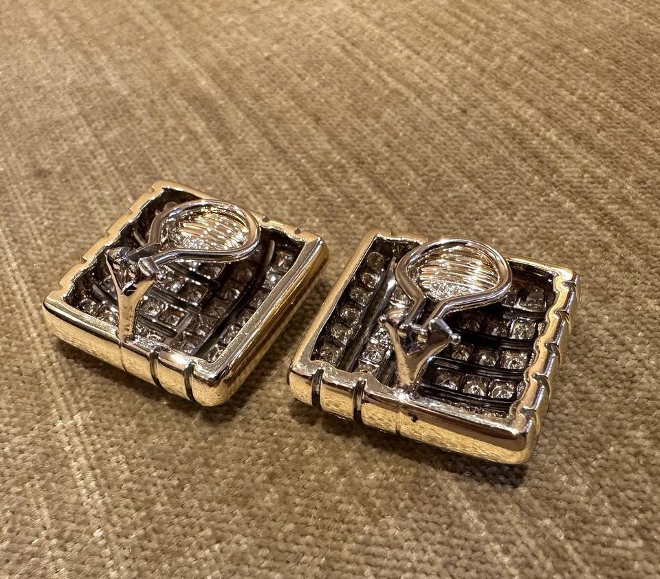 Women's Natural Diamond Square Button Earrings 5cttw in 18k & 14k Yellow Gold For Sale
