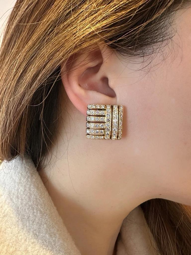 Natural Diamond Square Button Earrings 5cttw in 18k & 14k Yellow Gold For Sale 1