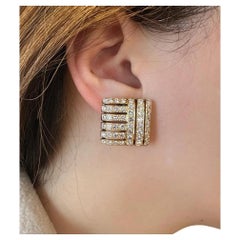 Natural Diamond Square Button Earrings 5cttw in 18k & 14k Yellow Gold
