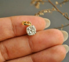 Natural Diamond Square Pendant Charm Necklace in 14k Yellow Gold