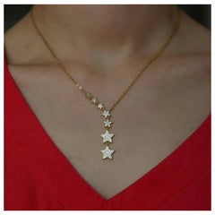 Natural Diamond Star Necklace in 14K Solid Gold