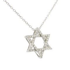 Natural Diamond Star of David 14-Karat Pendant Necklace In Stock