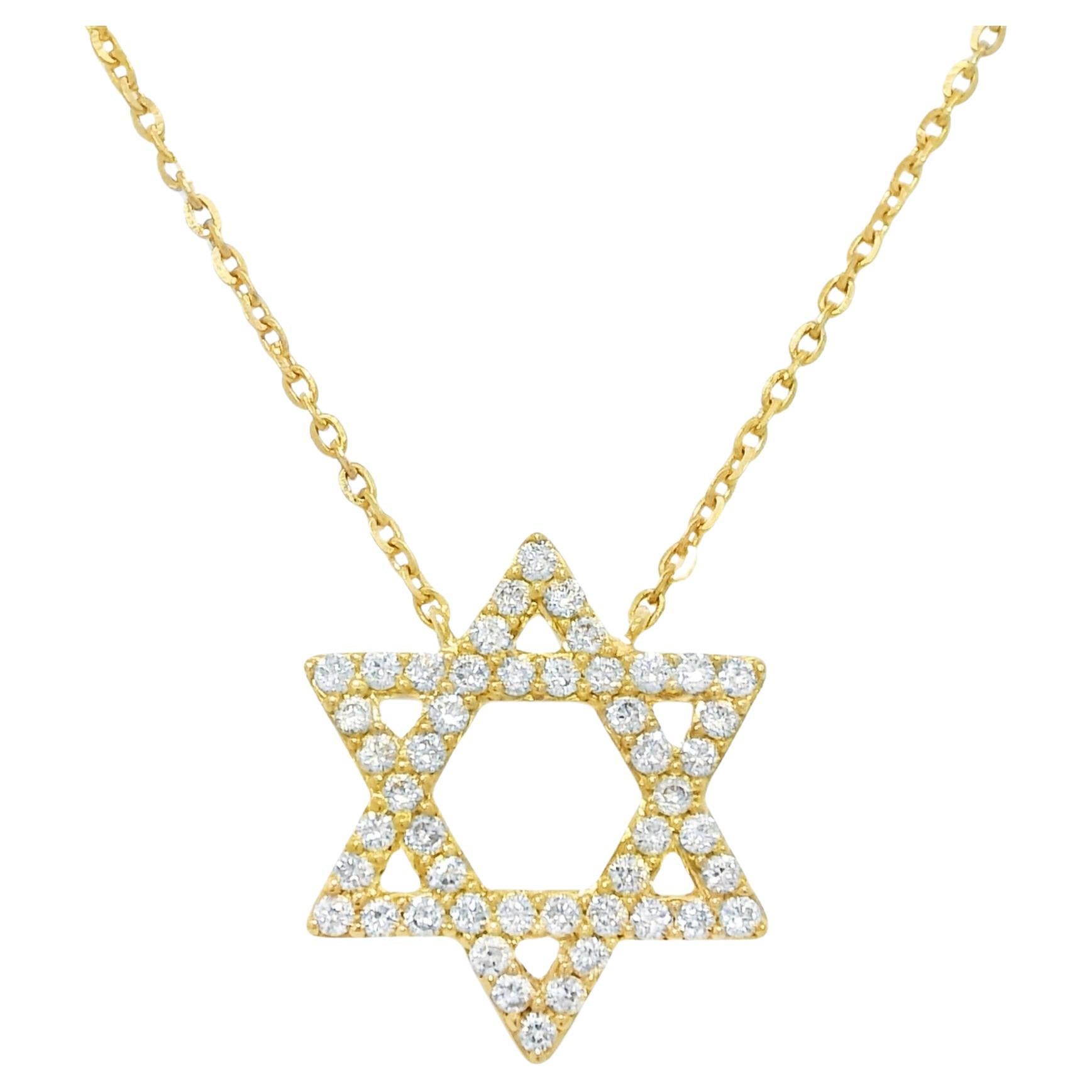 Natural Diamond Star of David 14-Karat Pendant Necklace In Stock