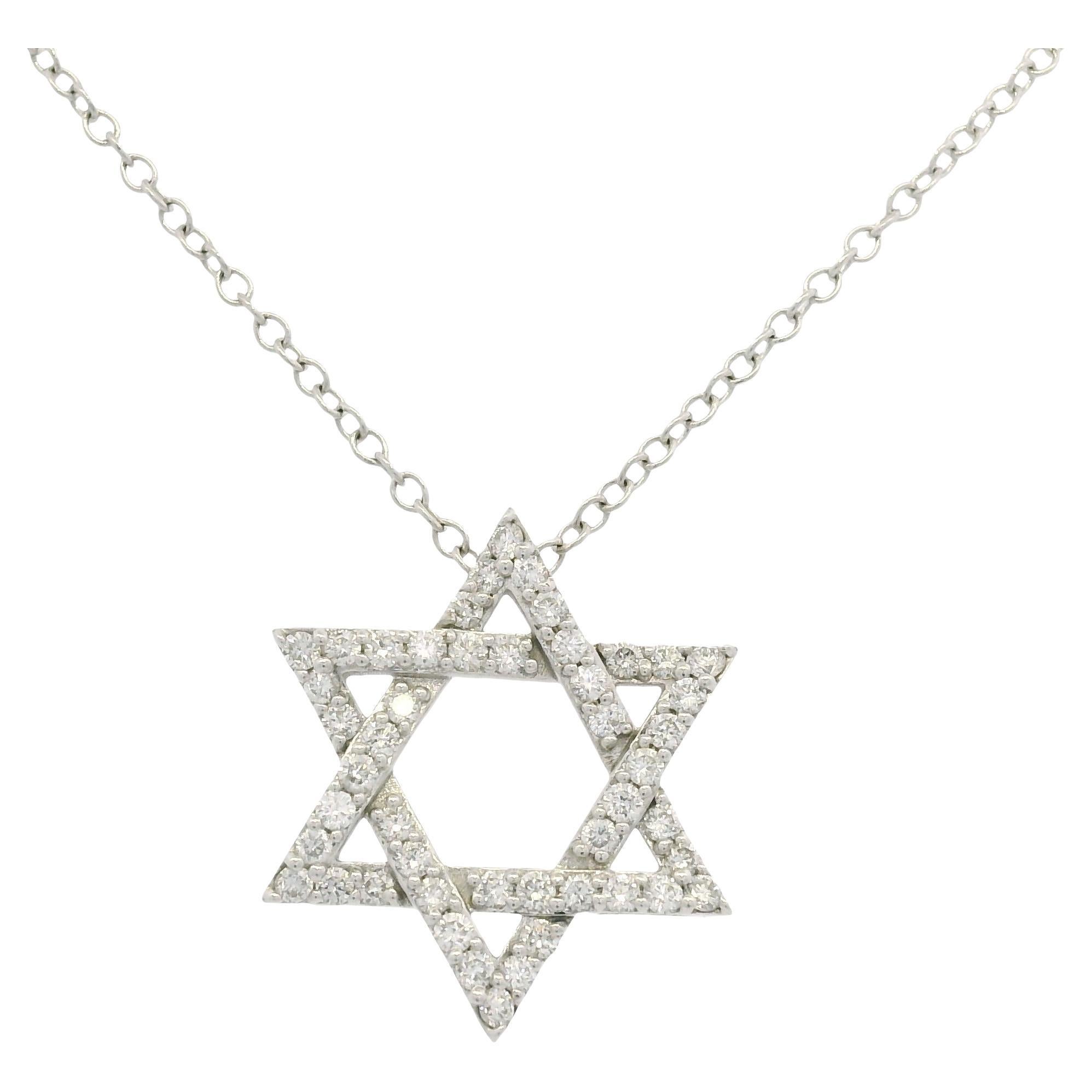 Natural Diamond Star of David 14-Karat Pendant Necklace In Stock