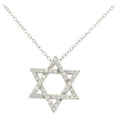 Natural Diamond Star of David 14-Karat Pendant Necklace In Stock