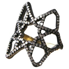 Natural Diamond Star Ring 925 Solid Silver Victorian Era Jewelry Women Gift.