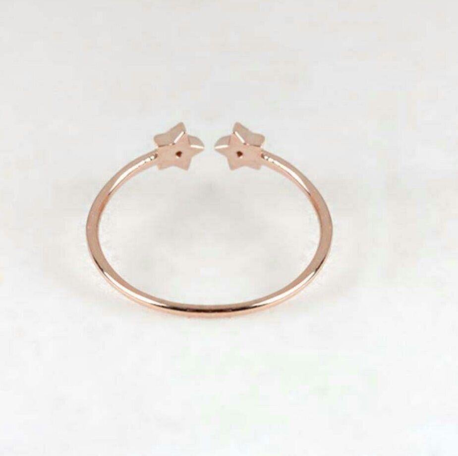 Natürlicher Diamant-Sternring für Damen 14K Massivgold Dainty Ring Band Geschenk (Art déco) im Angebot