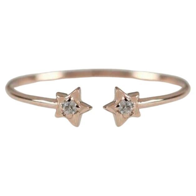 Natural Diamond Star Ring For Women 14K Solid Gold Dainty ring Band Gift For Sale