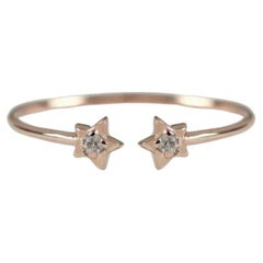 Natürlicher Diamant-Sternring für Damen 14K Massivgold Dainty Ring Band Geschenk