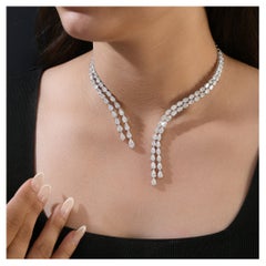 Natural Diamond Statement Necklace 26Ct 18K White Gold fine Jewelry Wedding Gift