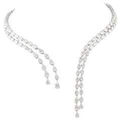 Natural Diamond Statement Necklace 26Ct 18K White Gold fine Jewelry Wedding Gift