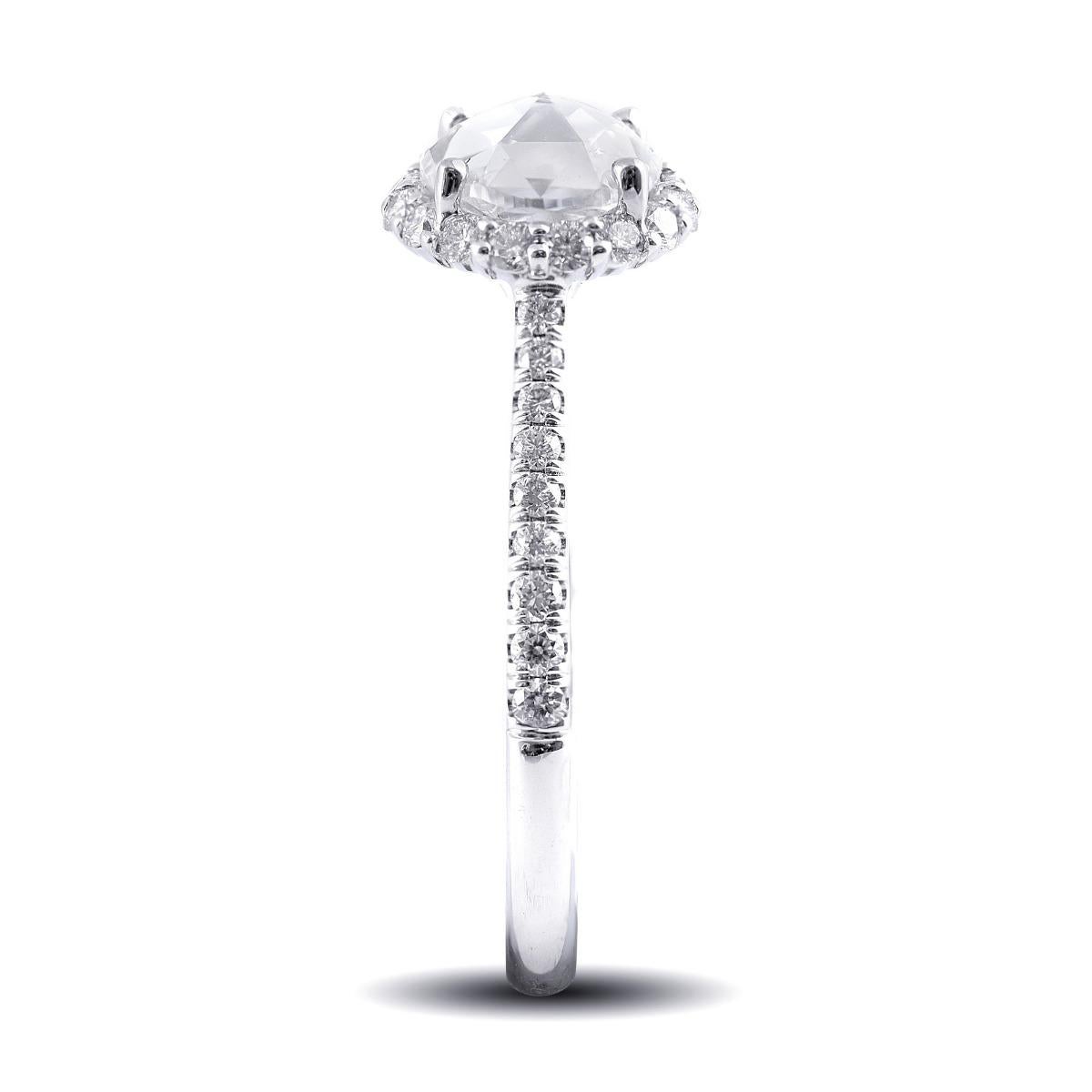 Women's Natural Diamond Stone 0.79 cts in 18K White Gold Ring with Diamonds / IGI Report For Sale