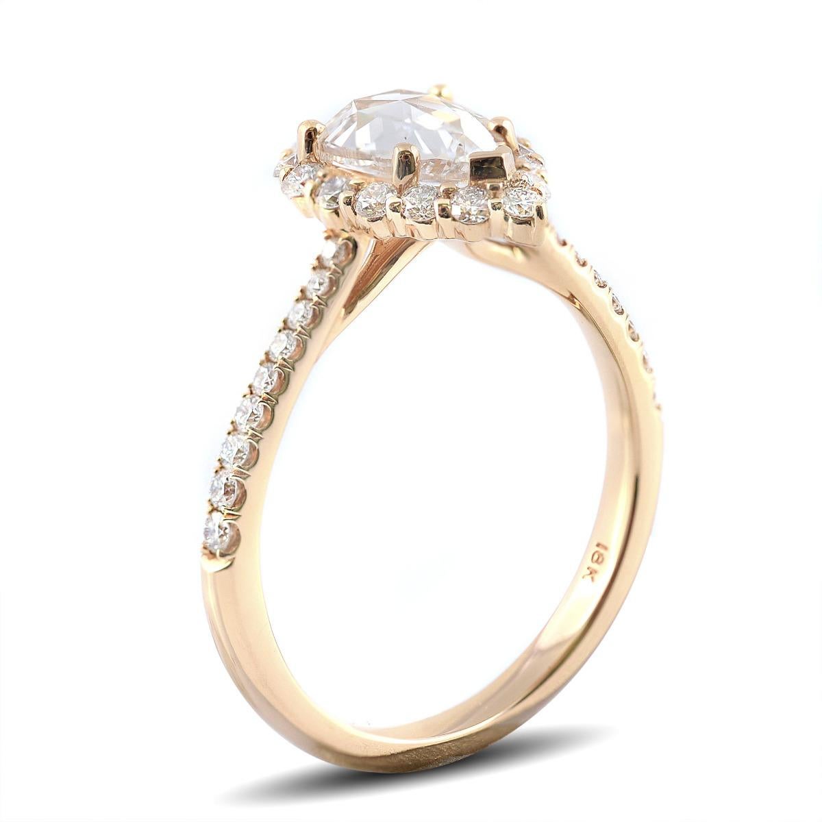Natural Diamond Stone 0.91 cts in 18K White Gold Ring with Diamonds /IGI Report In New Condition For Sale In Los Angeles, CA