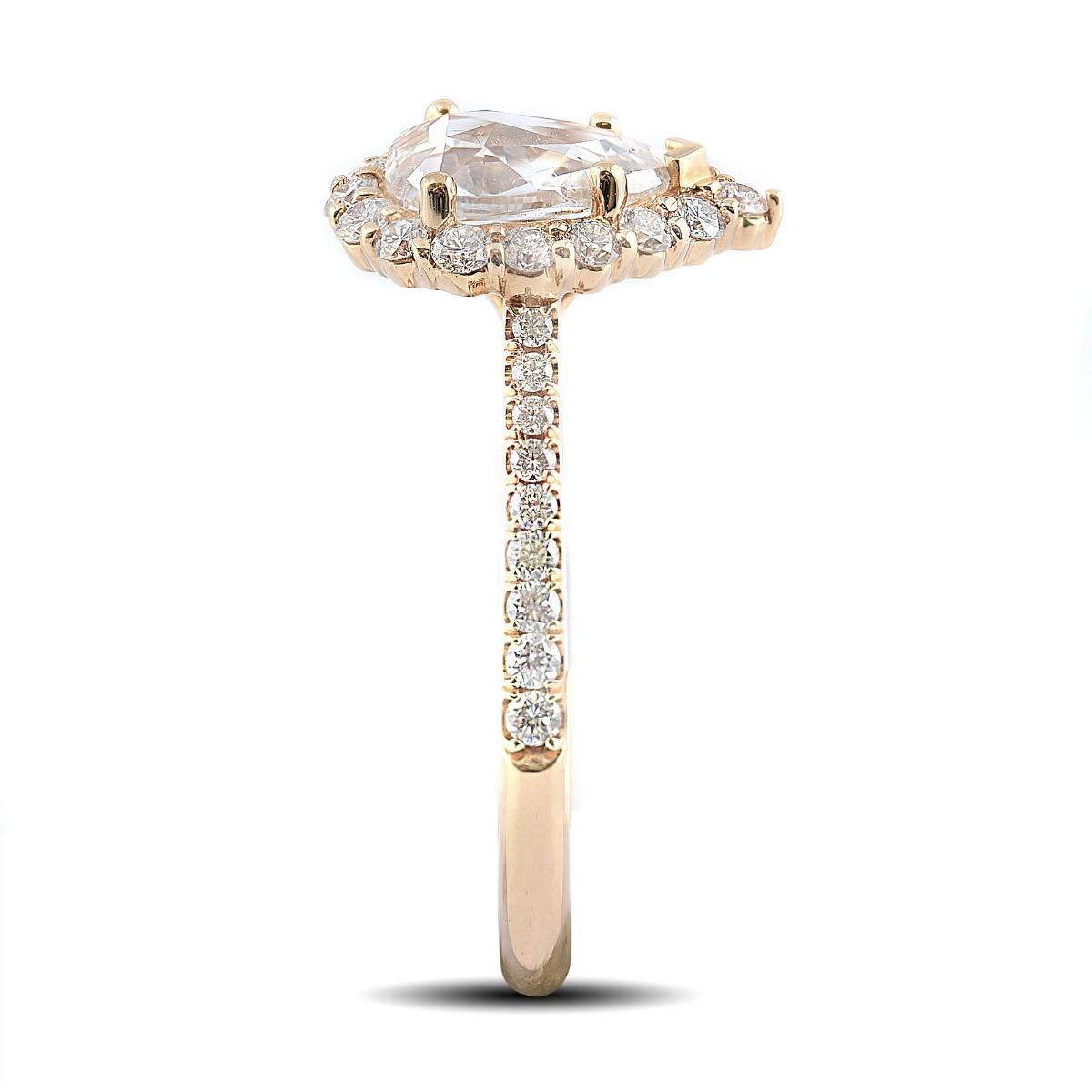 Women's Natural Diamond Stone 0.91 cts in 18K White Gold Ring with Diamonds /IGI Report For Sale