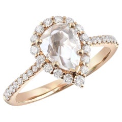 Natural Diamond Stone 0.91 cts in 18K White Gold Ring with Diamonds /IGI Report