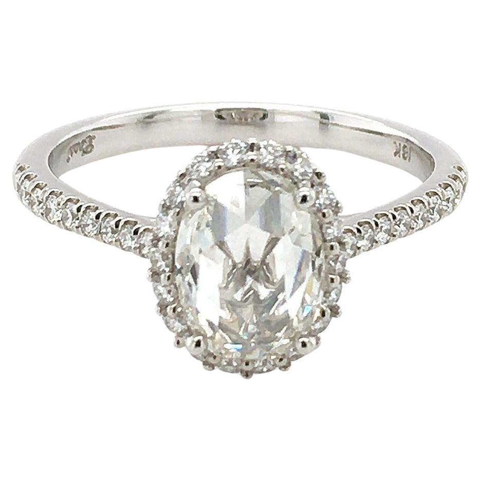 Natural Diamond Stone 0.92 cts in 18K White Gold Ring with Diamonds /IGI Report