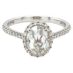Natural Diamond Stone 0.92 cts in 18K White Gold Ring with Diamonds /IGI Report