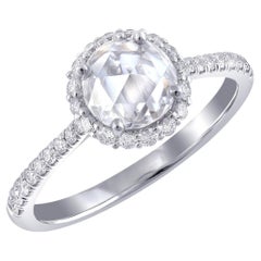 Natural Diamond Stone 0.95 cts in 18K White Gold Ring with Diamonds / IGI Report