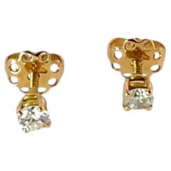 Natural Diamond Stud Earrings, 0.32ct H/SI1 Set In 18ct Yellow Gold
