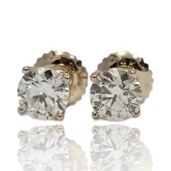 Natural Diamond Stud Earrings 1.01ctw Round in 14K Yellow Gold