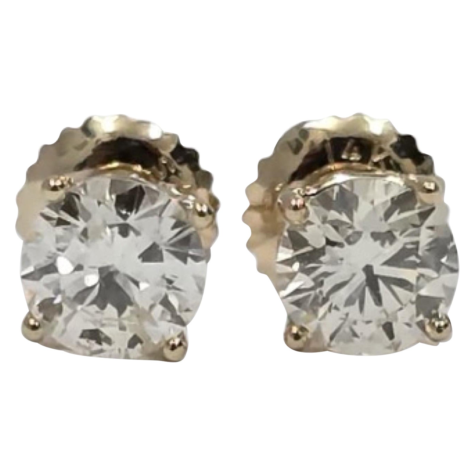 Natürliche Diamant-Ohrstecker 1,01ctw rund in 14K Gelbgold im Angebot
