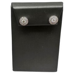 Pendientes de oro blanco de 14 quilates con diamantes naturales 0,90 ctw - Push Backs, Nuevo