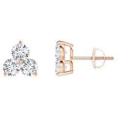 Natural Diamond Stud Earrings in 14K Rose Gold (0.5cttw  Color-G  Clarity-VS2)