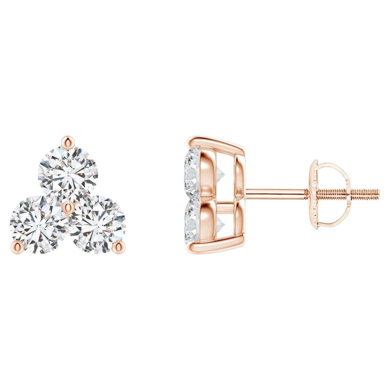 Natural Diamond Stud Earrings in 14K Rose Gold (0.5cttw  Color-H  Clarity-SI2) For Sale
