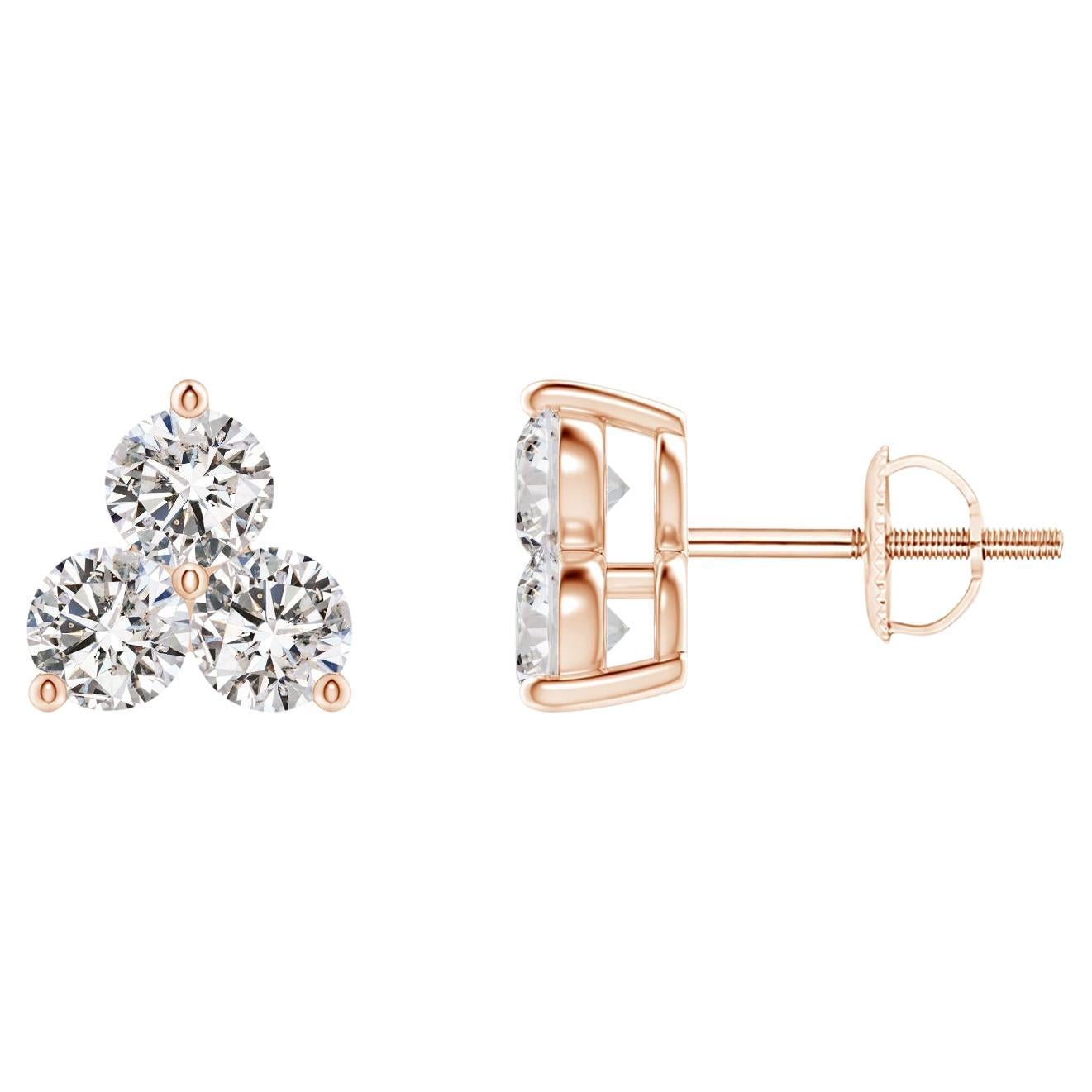 Natural Diamond Stud Earrings in 14K Rose Gold (0.5cttw Color-I-J  Clarity-I1I2) For Sale